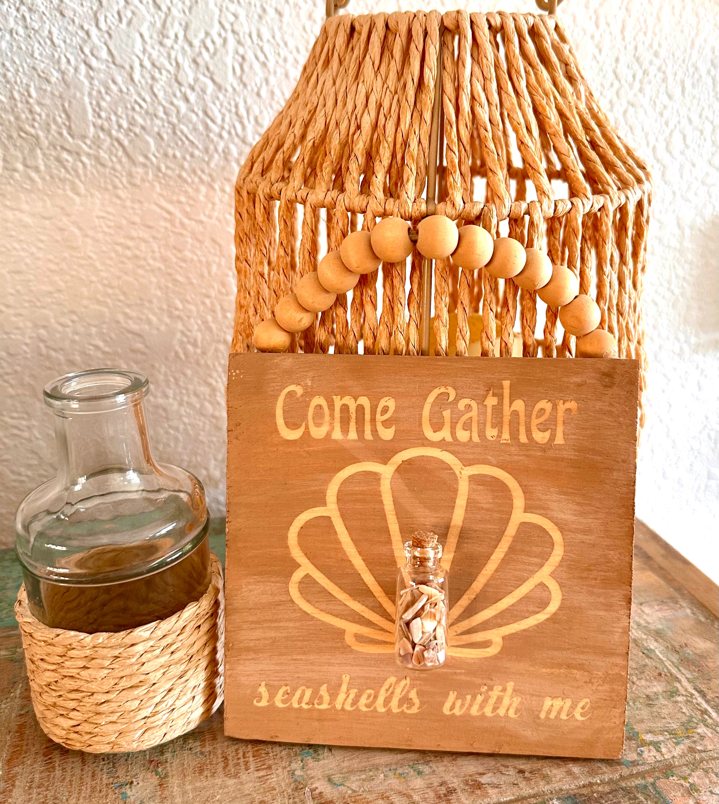 Come Gather Seashells with Me Wood Sign