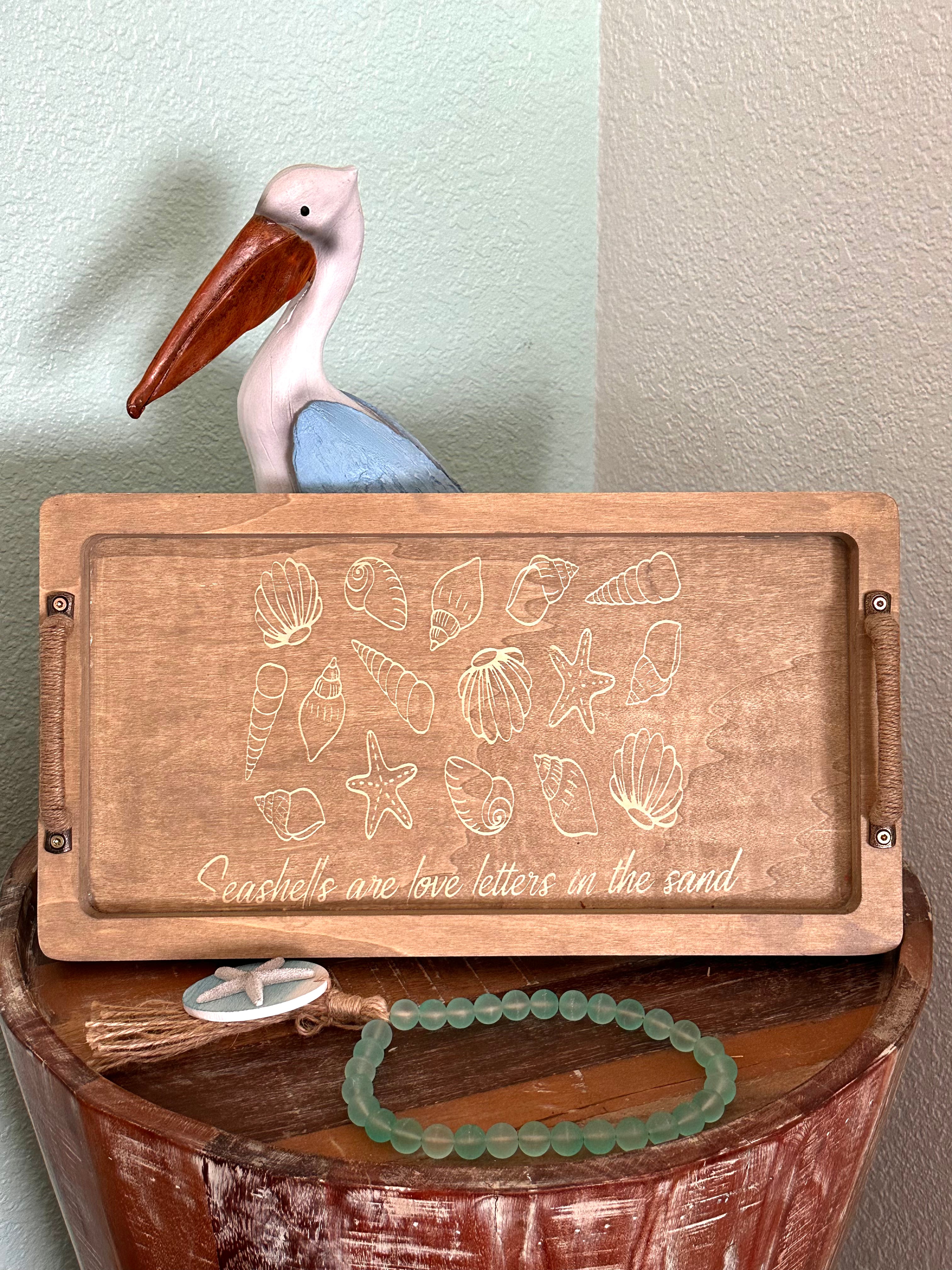 Seashells are Love Letters in the Sand Table Tray